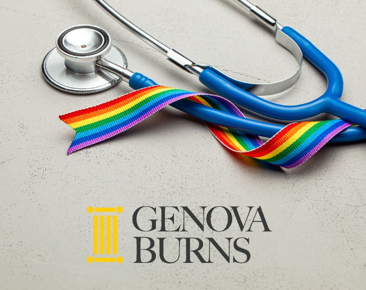 LGBTQ ribbon wrapped around a stethoscope 